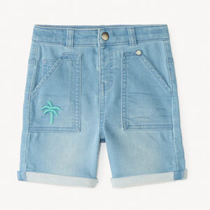 Jeans bermuda in workwear stijl met palmboom borduurwerk voor babyjongen 