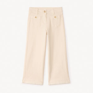 Meisjes spijkerbroek met grote, effen knopen die op hoorn lijken. 