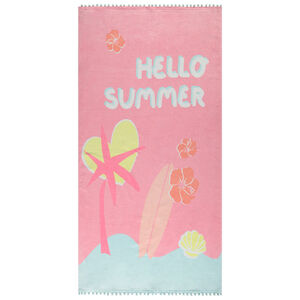 Handdoek met pompons print Hello Summer voor meisjes 