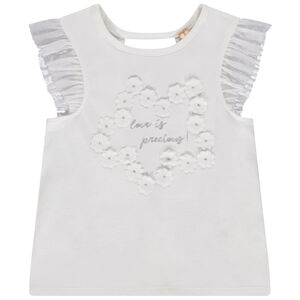 Korte mouwen T-shirt in tule met 3D bloemen voor meisjes 