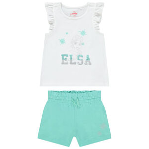 Set van mouwloos T-shirt met print van Elsa Frozen in magische pailletten 