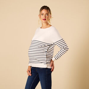 Pull d'allaitement en tricot rayé esprit marinière 