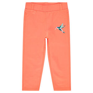 Slim fit jogging met geborduurde vogel en zakken 