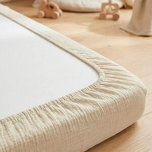 Drap-housse mousseline prélavé - Soft Sand - 60x120 cm 