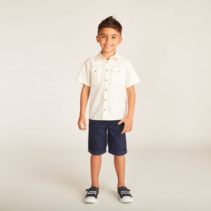 Chemise manches courtes en toile unie pour garçon 