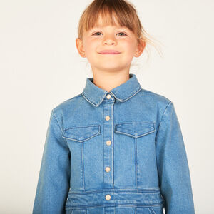 Robe manches longues en jean esprit worker fille 