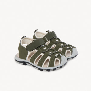 Kaki klittenbandsandalen met elastieken voor jongens 