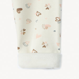 Lang onderbroek met sherpa voering en hartprint voor babymeisje 