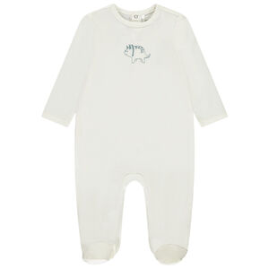 Pyjama effen met geborduurd dier voor jongen 
