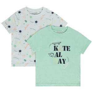 Lot de 2 t-shirts manches courtes fantaisie pour garçon 