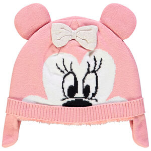Bonnet en tricot motif Minnie Disney doublé sherpa 