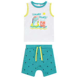 Ensemble avec débardeur print dinosaure et short en éponge 