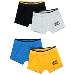 Set van 4 katoenen boxershorts met SmileyWorld-print jongens 