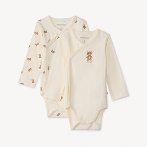 Set van 2 lange mouwen rompers met berenmotief voor baby's 