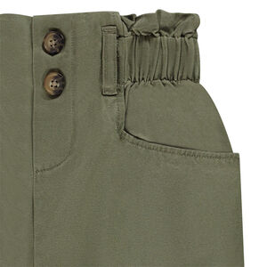 Zwierige paperbag broek met elastische tailleband voor meisjes 