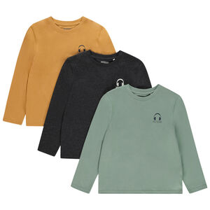 Set van 3 t-shirts met lange mouwen en print voor jongens 
