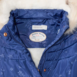 Lange donsjas van stof met bloemenprint en kap voor meisjes 