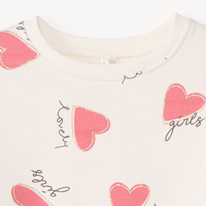 Oversized fleece sweatshirt met fantasieprint en pailletten voor babymeisje 