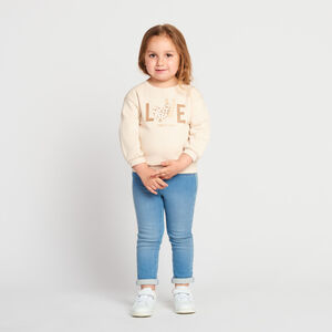 Sweatshirt in effen fleece met Love print voor babymeisje 