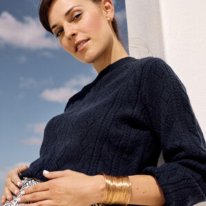 Trui in fantasiebreisel met pofmouwen voor dames 