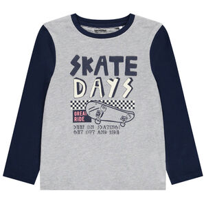 T-shirt printé à manches longues contrastées pour garçon 