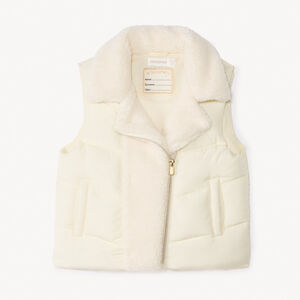 Doudoune sans manches bi-matière unie pour fille 