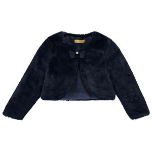 Gilet esprit boléro en fausse fourrure à nœud pour fille 