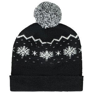 Bonnet fantaisie en tricot avec motifs flocon et pompon  