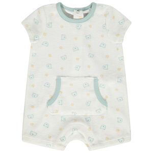 Korte jumpsuit in badstof met berenprint voor babyjongen 