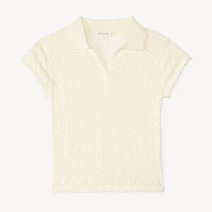 Trui met korte mouwen van gebreide opengewerkte stof voor meisjes 