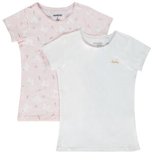 Lot de 2 maillots de corps manches courtes motifs papillons fille 