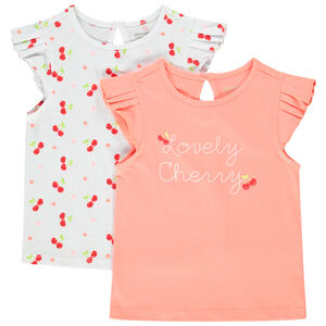 Lot de 2 t-shirts manches courtes volantées pour bébé fille 
