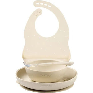 Set repas avec bavoir silicone Argile/Etoiles 