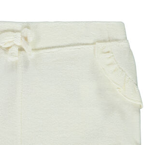 Short uni en éponge avec volants + nœud pour bébé fille  