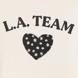 T-shirt manches longues uni avec patch fantaisie fille 