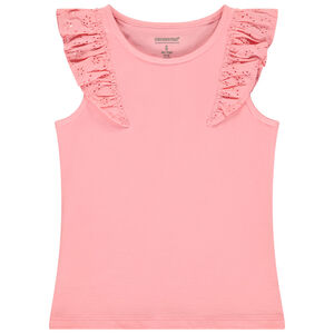 Débardeur à volants en broderie anglaise pour fille 