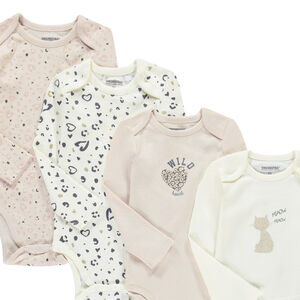 Set van 7 bodies met lange mouwen voor meisjes met verschillende openingen volgens de leeftijd 