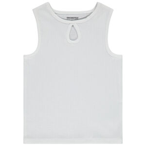 Débardeur uni côtelé à goutte ajourée pour fille 