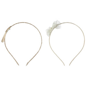Lot de 2 serre-têtes fantaisie dorés pour fille 