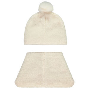 Ensemble Snood en sherpa + bonnet avec pompon pour bébé fille 