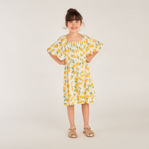 Robe manches courtes en jersey fochette imprimé citron pour fille 
