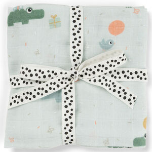 Inbakerdoek in mousseline 120x120cm Celebration Blauw 