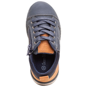 Lage sneakers met marineblauwe veters met camelkleurige toetsen va maat 23 tot 28 