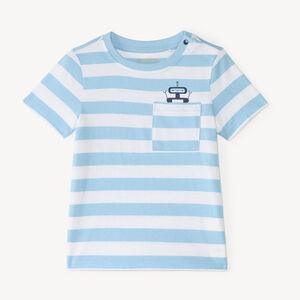 T-shirt gestreept met robotprint voor babyjongen 