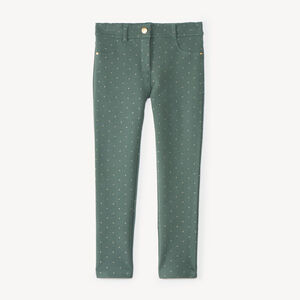 Meisjes skinny broek van fleecemateriaal met gouden stippen 