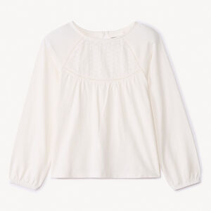 T-shirt manches longues uni à broderie pour fille 