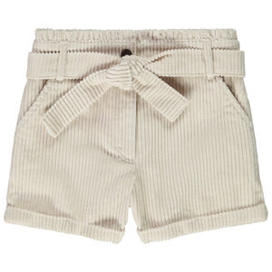 Short en velours côtelé avec ceinture à nouer amovible pour fille 