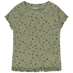 T-shirt manches courtes côtelé imprimé fantaisie pour fille 