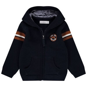 Vest met kap in gebreide fantasie voor baby jongen 