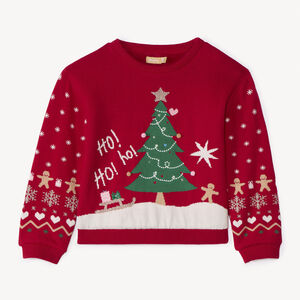 Pull de Noël en tricot doublé sherpa pour fille 